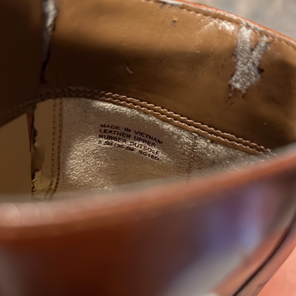 Michael Michael Kors Brown Leather Booties with Gold side Zipper - Picture 9 of 11